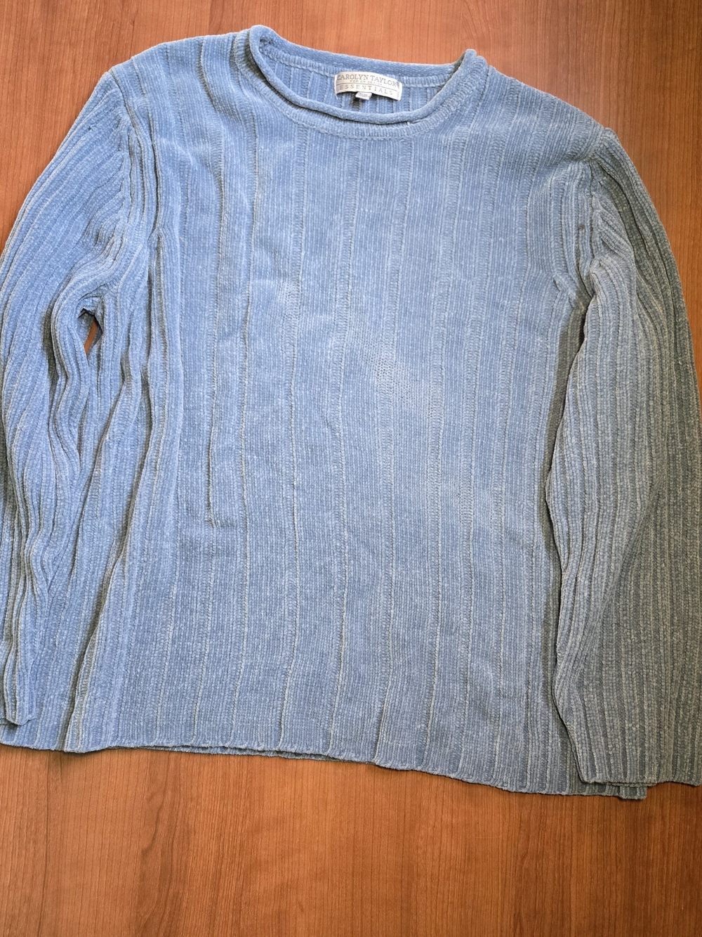 Carolyn Taylor Light Blue Ribbed Crewneck Sweater